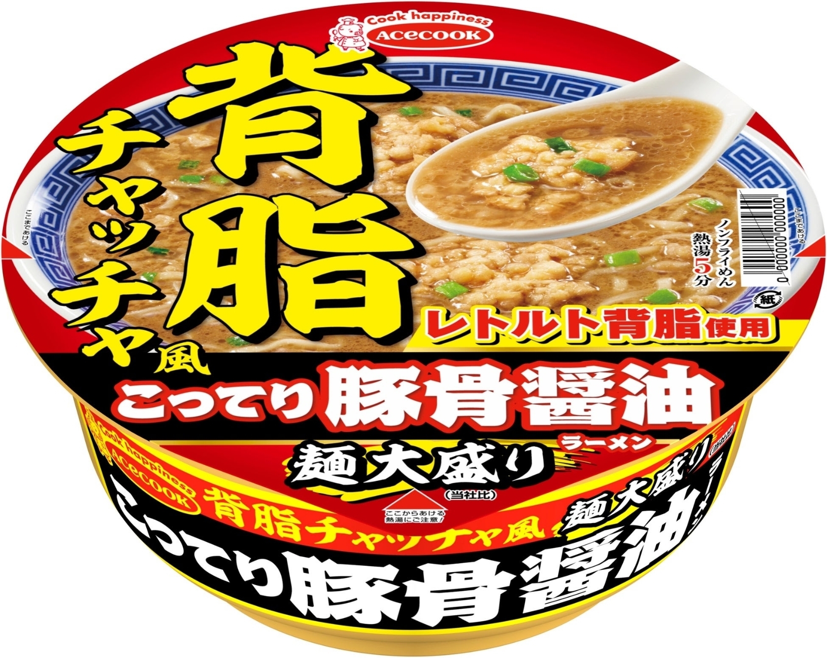 エースコック 背脂チャッチャ風 こってり豚骨醤油ラーメン 麺大盛りの